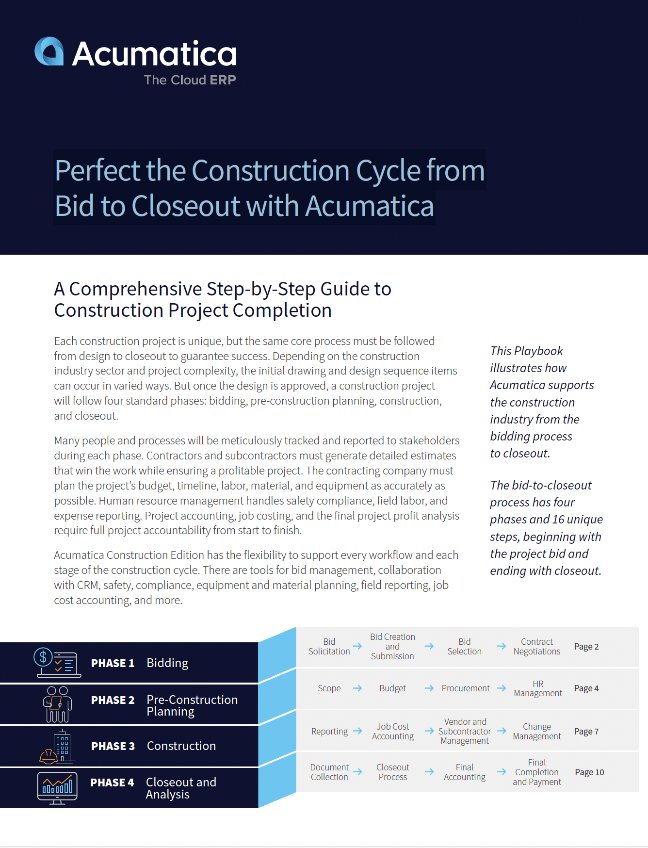 Perfect the Construction Cycle from Bid to Closeout with Acumatica